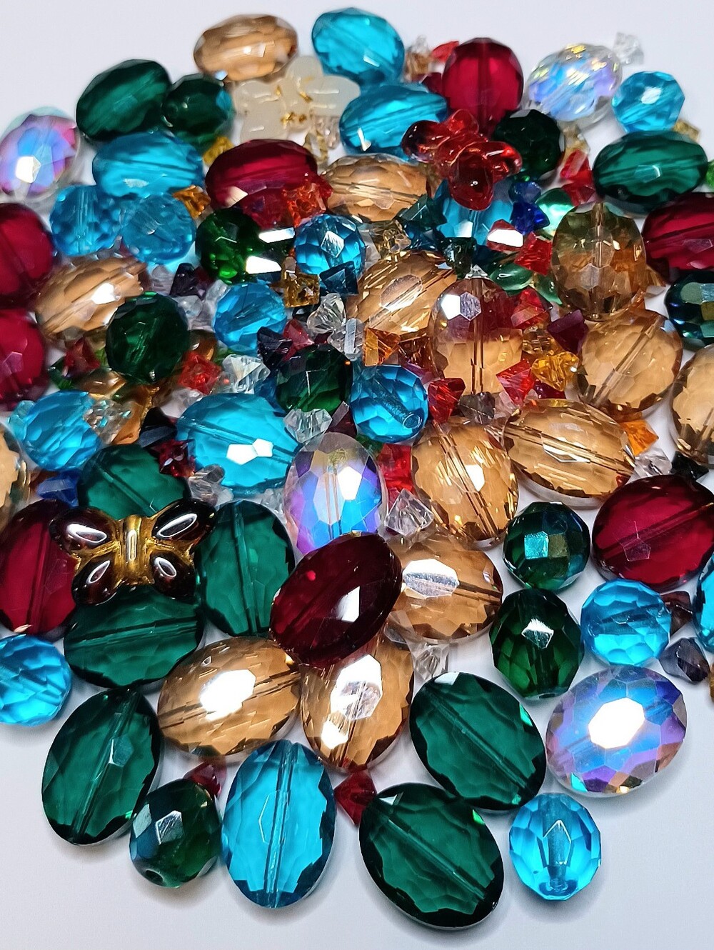 Czech glass faceted Ovals and glass beads jewelry-making 120pcs